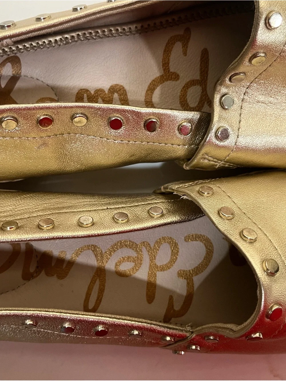Sam Edelman Metallic Gold Studded Espadrille Flats – Size 10 NWOT